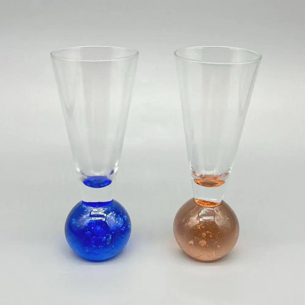 VTG Controlled Bubble Cordial Shot Glass 4.5” Toothpick Bud Vase Ball Base MCM
